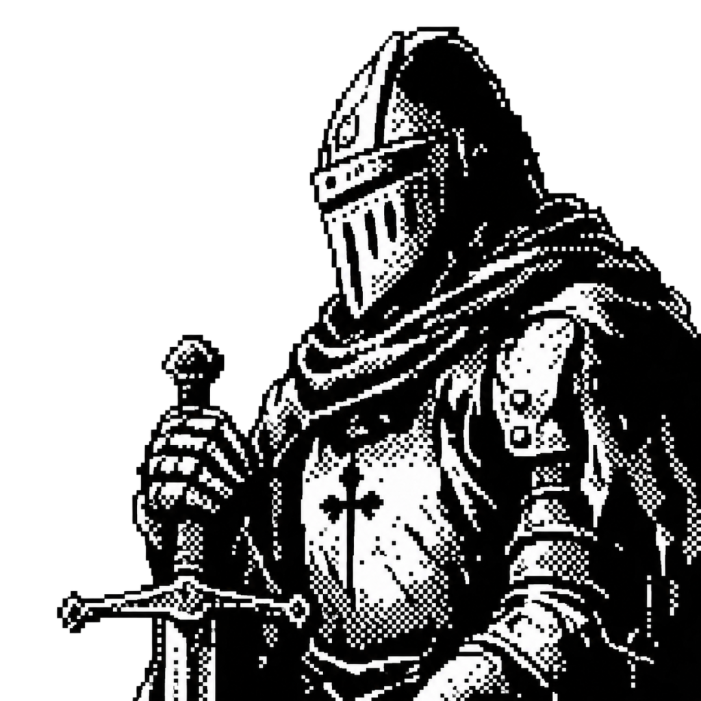 Monochrome Pixel Knight with Sword